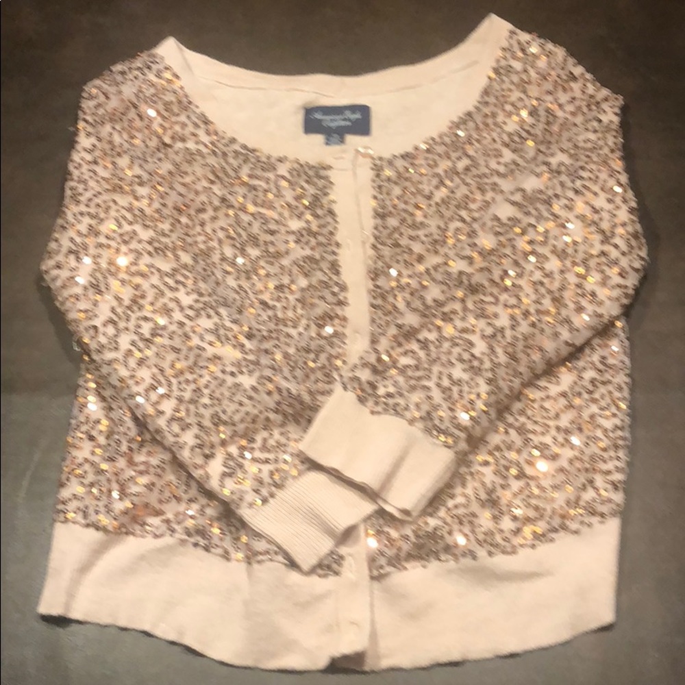 Sequin Rose Gold Cardigan American Eagle